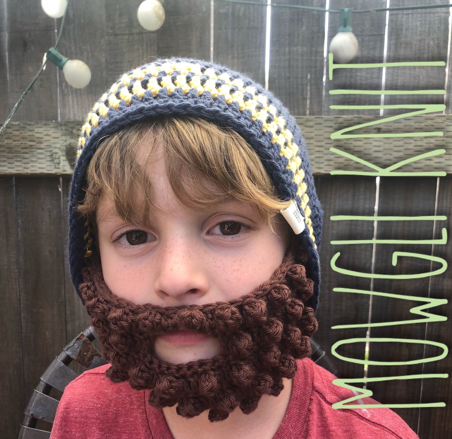 Striped Beanie with attachable Beard, Beard Beanie Hat, Lumberjack Beanie, Crochet Beard, Mustache, Costume Hipster