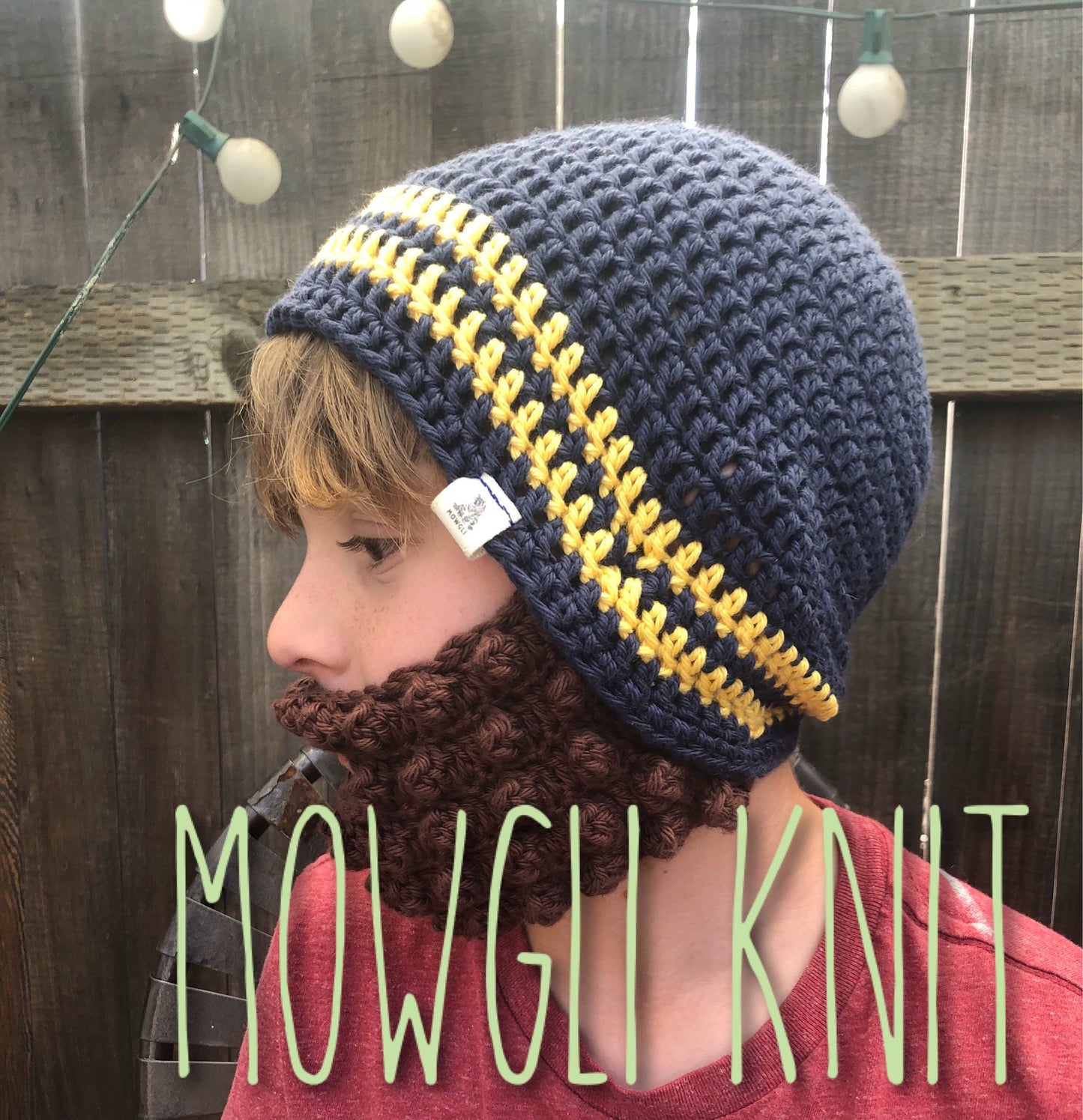 Striped Beanie with attachable Beard, Beard Beanie Hat, Lumberjack Beanie, Crochet Beard, Mustache, Costume Hipster