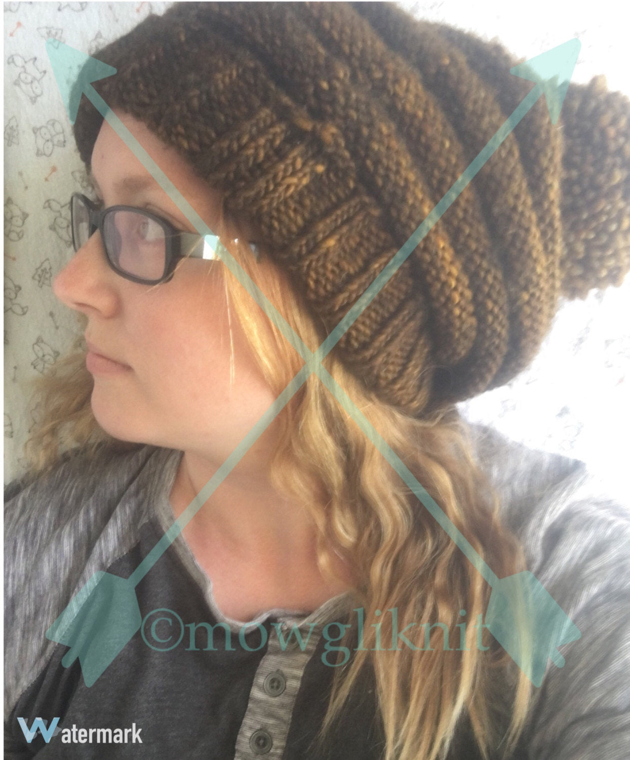 Slouchy Beanie with Large Pom Pom