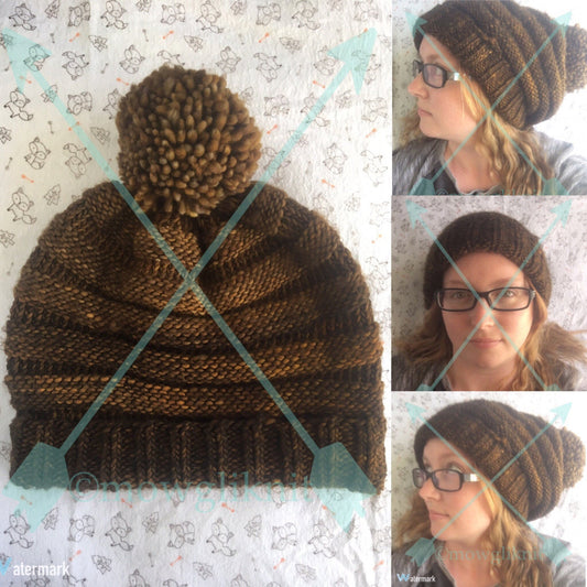 Slouchy Beanie with Large Pom Pom