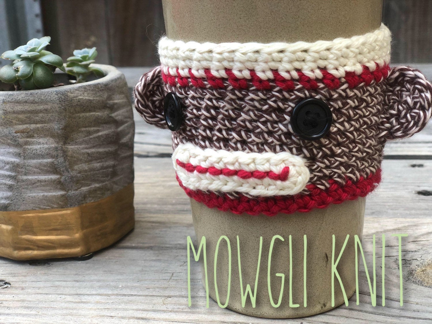 Sock Monkey Coffee Cup Cozy Mug Holder