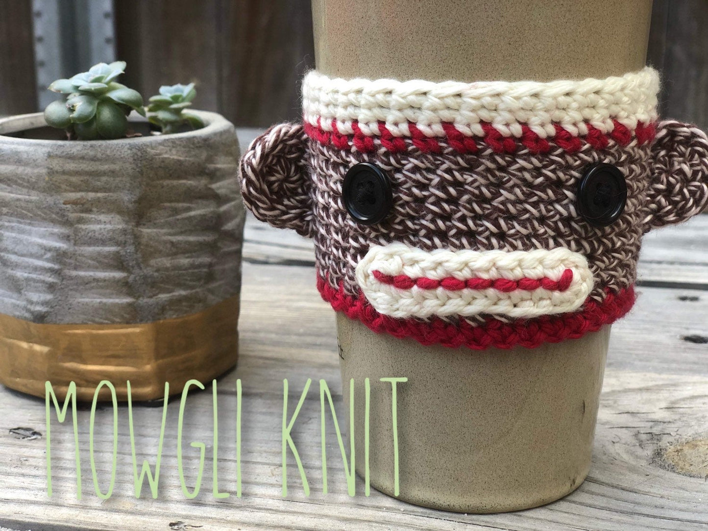 Sock Monkey Coffee Cup Cozy Mug Holder