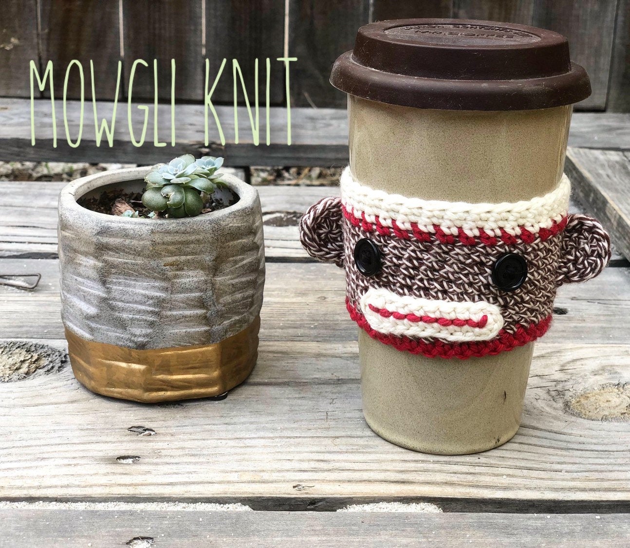 Sock Monkey Coffee Cup Cozy Mug Holder